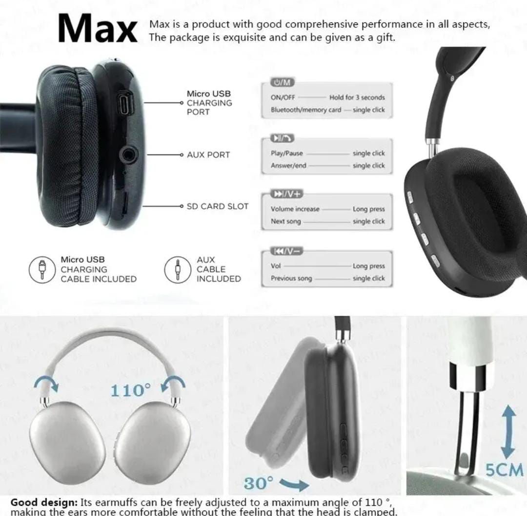 P9 Wireless Bluetooth Earphones Headphones Outdoor Sports Headset 5.3 With Charging Bin Display Touch Control